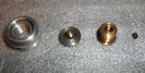 Early 5" stanton with spindle bolt breakdown. Note this picture has a miising component, it being the cork composite washer which acts as the drag when the pressure is on by engaging the  knurled bolt.