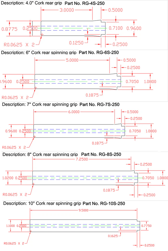 Straight rear grib with tenon